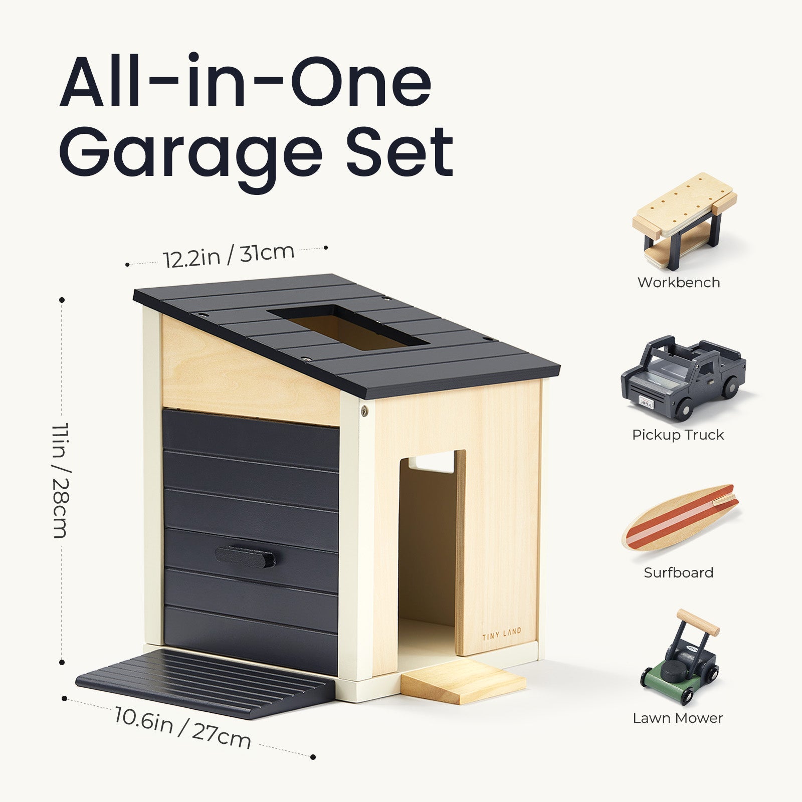 Wooden Dollhouse - Garage w/car
