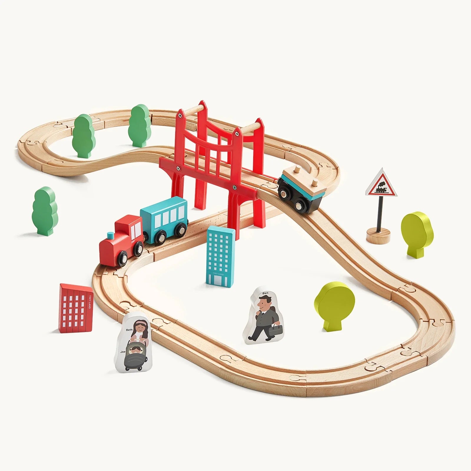 Wooden Train Set for Children 39 Pcs