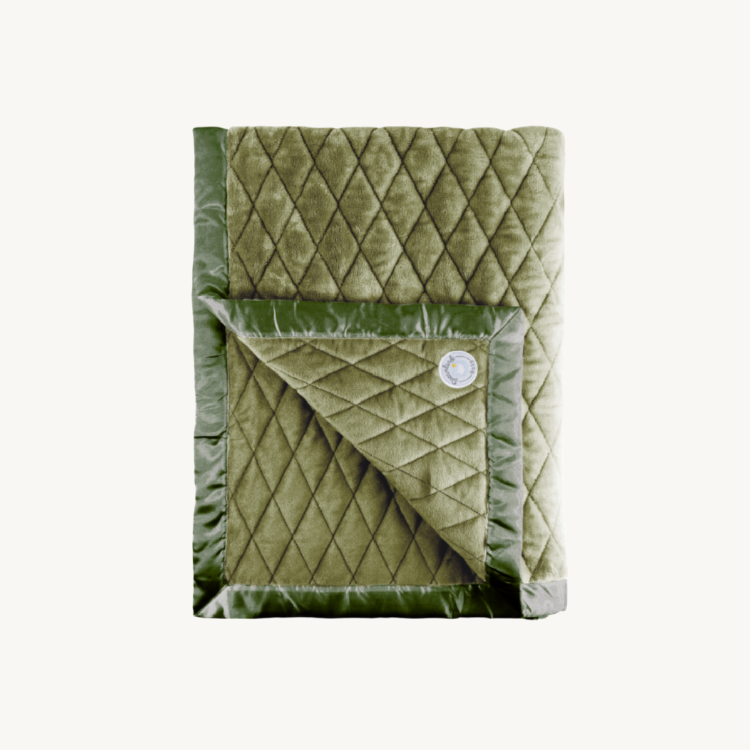 Olive Green quilted weighted blanket with diamond pattern 