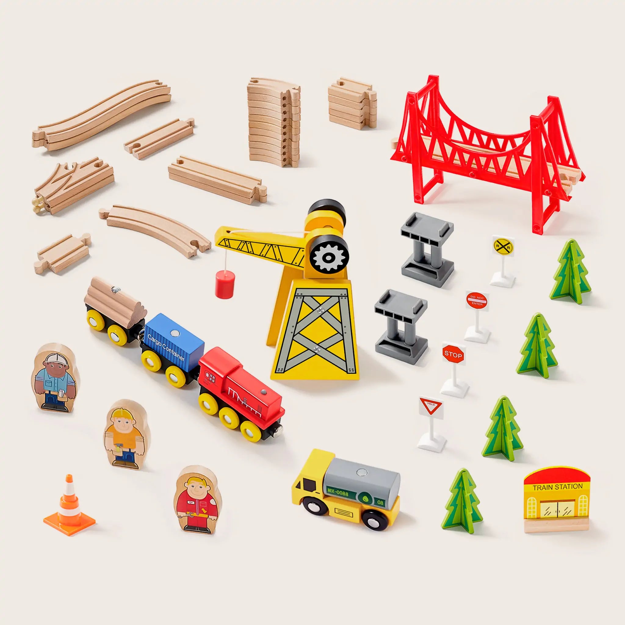 Wooden Track Trains 55 Pcs Bazzle Baby - Main Image
