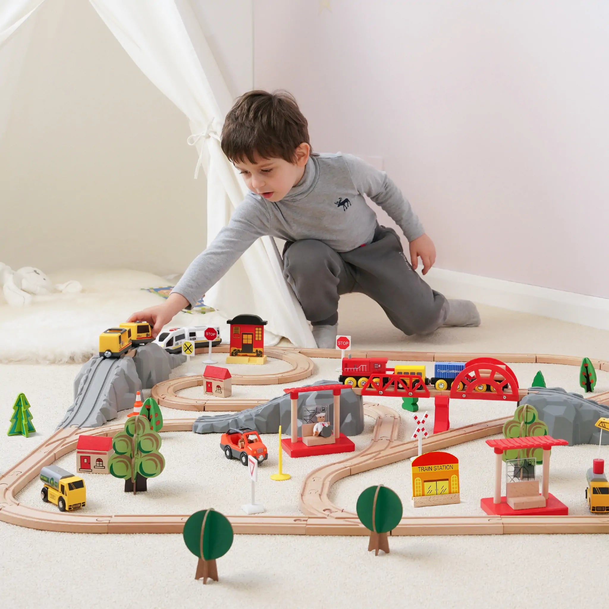Small wooden trains sales