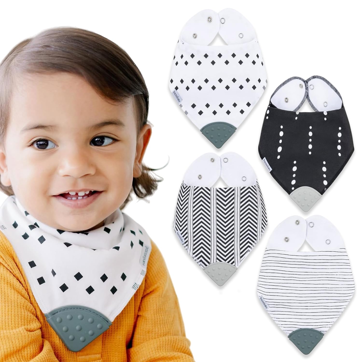 Bazzle Baby BandaBib with Teether 4-pack: Luca