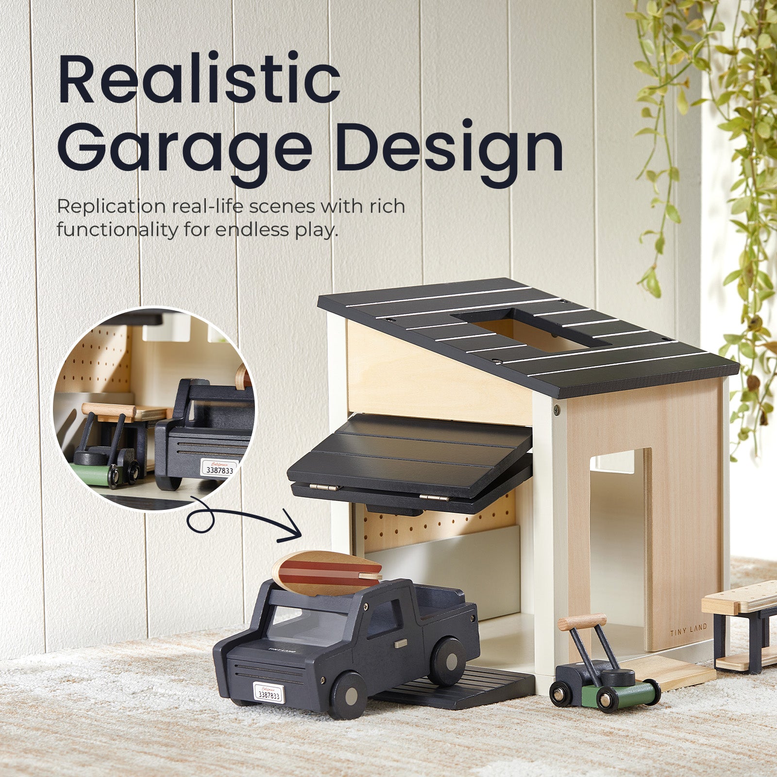Wooden Dollhouse - Garage w/car