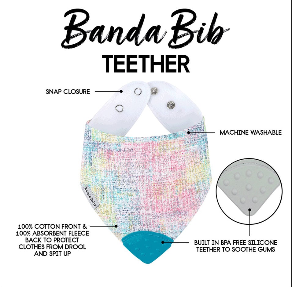 Banda Bib with Teether Attached - Various Colors - Bazzle Baby