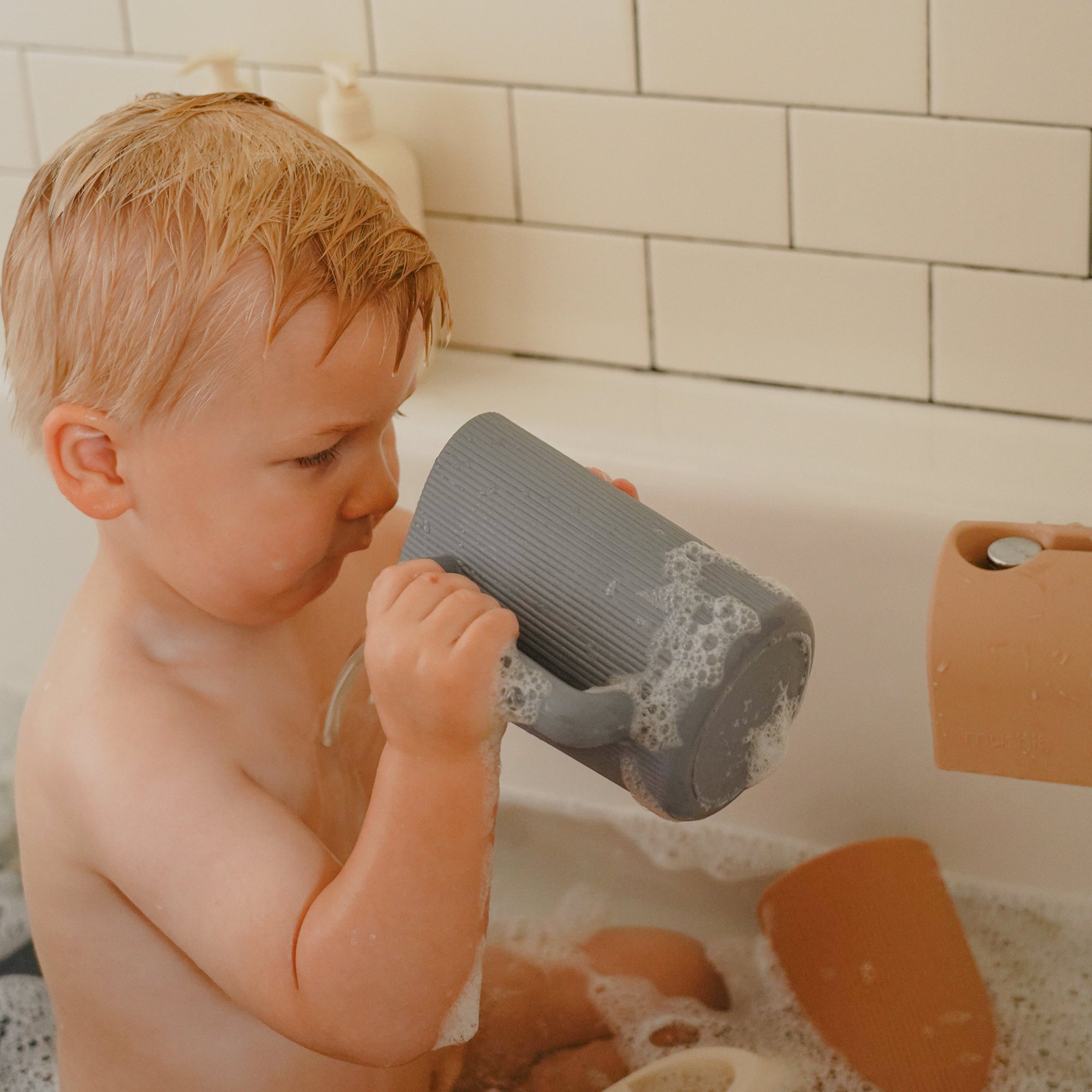 Fluted Modern Baby Bath Time Rinse Cup