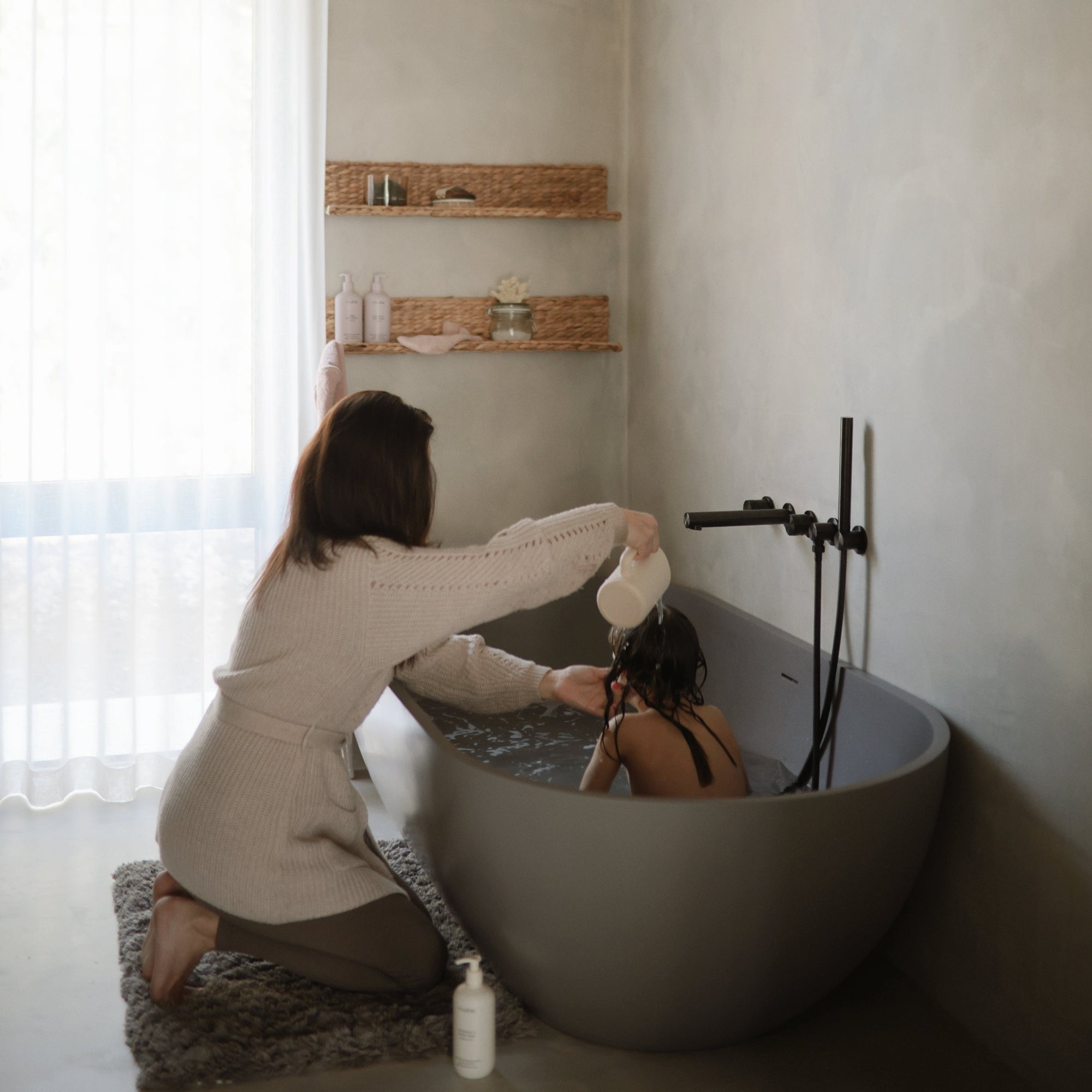 Fluted Modern Baby Bath Time Rinse Cup