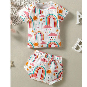 Rainbow Graphic Tee + Shorts Set
