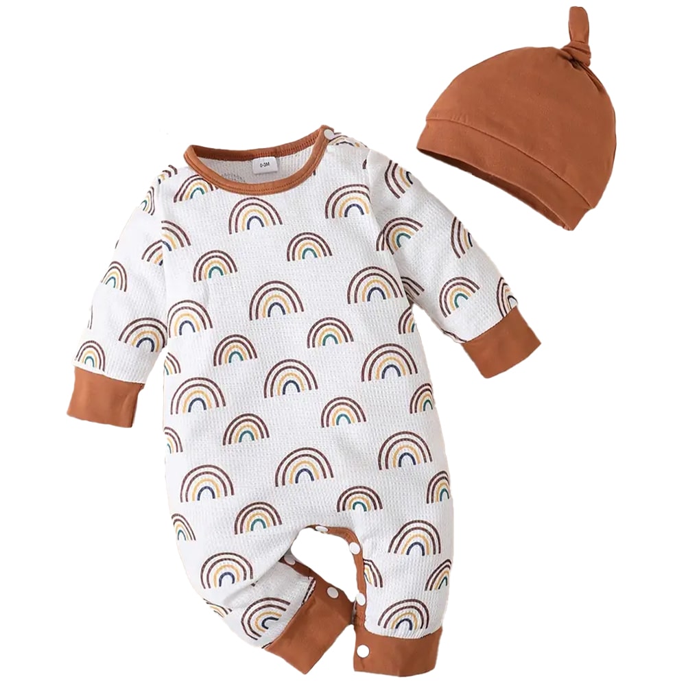 Rainbow Pajama + Hat Set 12-18 mo
