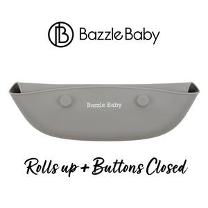 2 - pack of silicone baby bibs with food catching pocket in mint & grey.