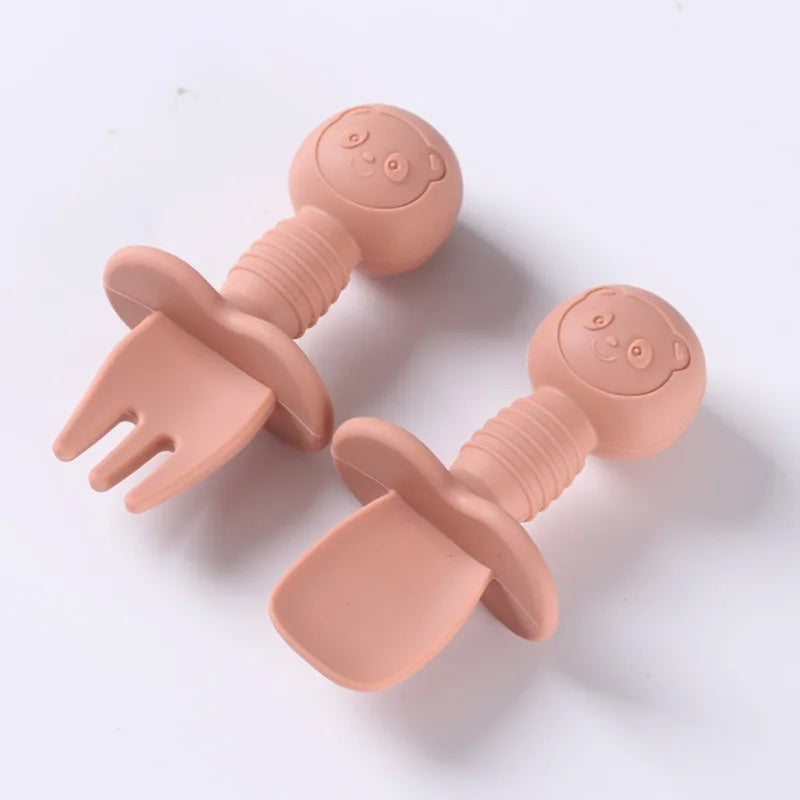 2-Piece Food Grade Silicone Cutlery Set for Children