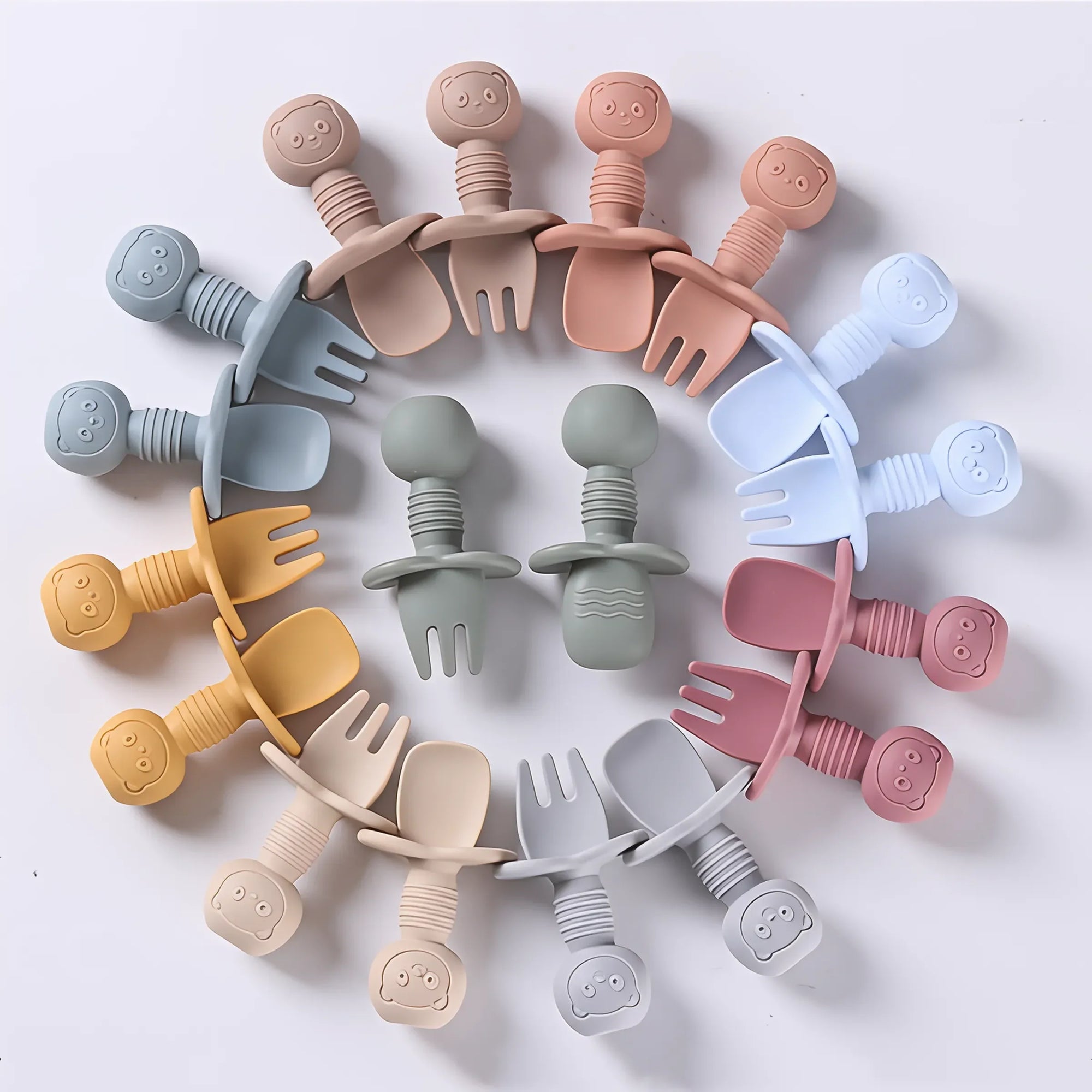 2-Piece Food Grade Silicone Cutlery Set for Children