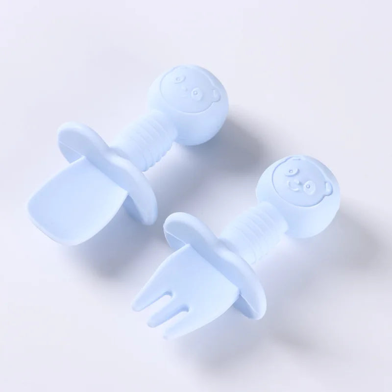 2-Piece Food Grade Silicone Cutlery Set for Children