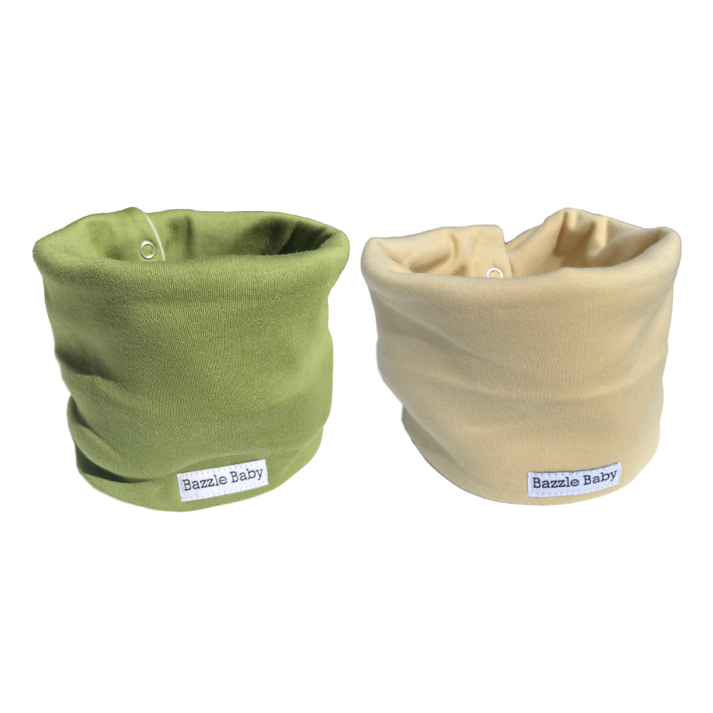 BandoBib Infinity Scarf Drool Bib with Fleece in Sage & Ivory