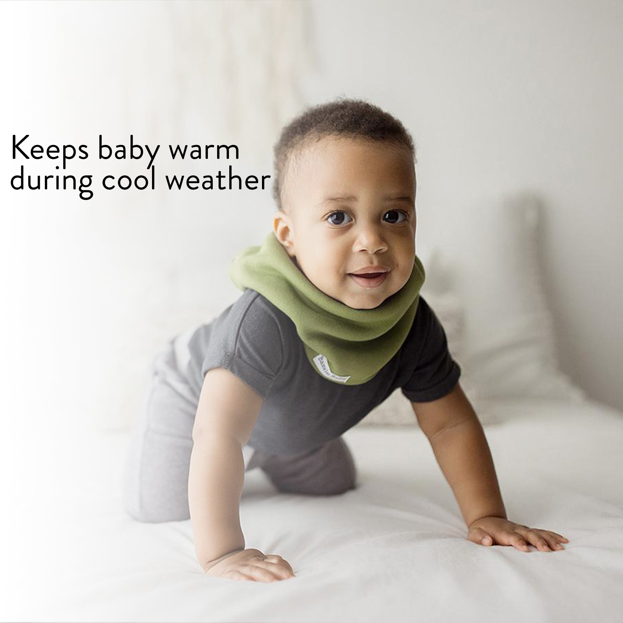 BandoBib Infinity Scarf Drool Bib with Fleece in Sage & Ivory