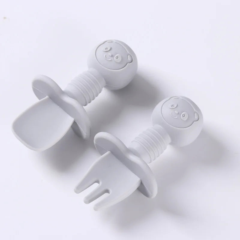 2-Piece Food Grade Silicone Cutlery Set for Children
