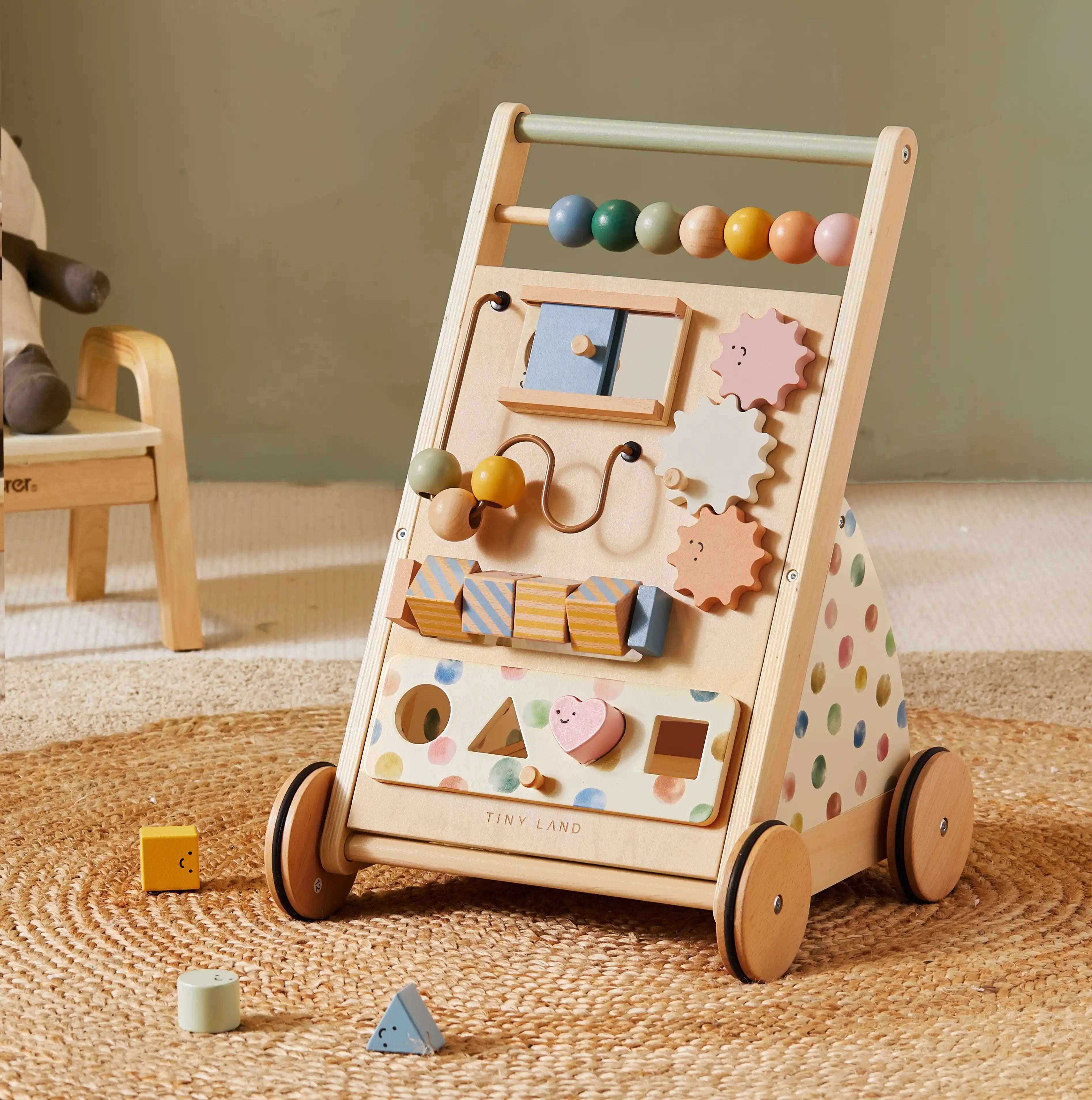 Versatile Natural Wooden Baby Walker - Bazzle Baby