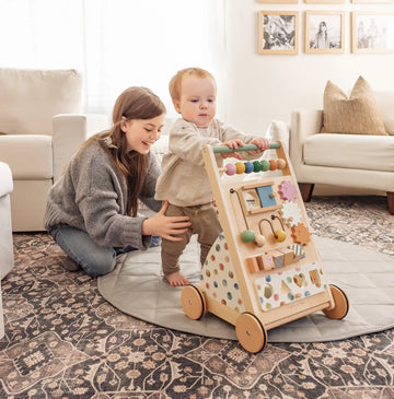 Versatile Natural Wooden Baby Walker - Bazzle Baby
