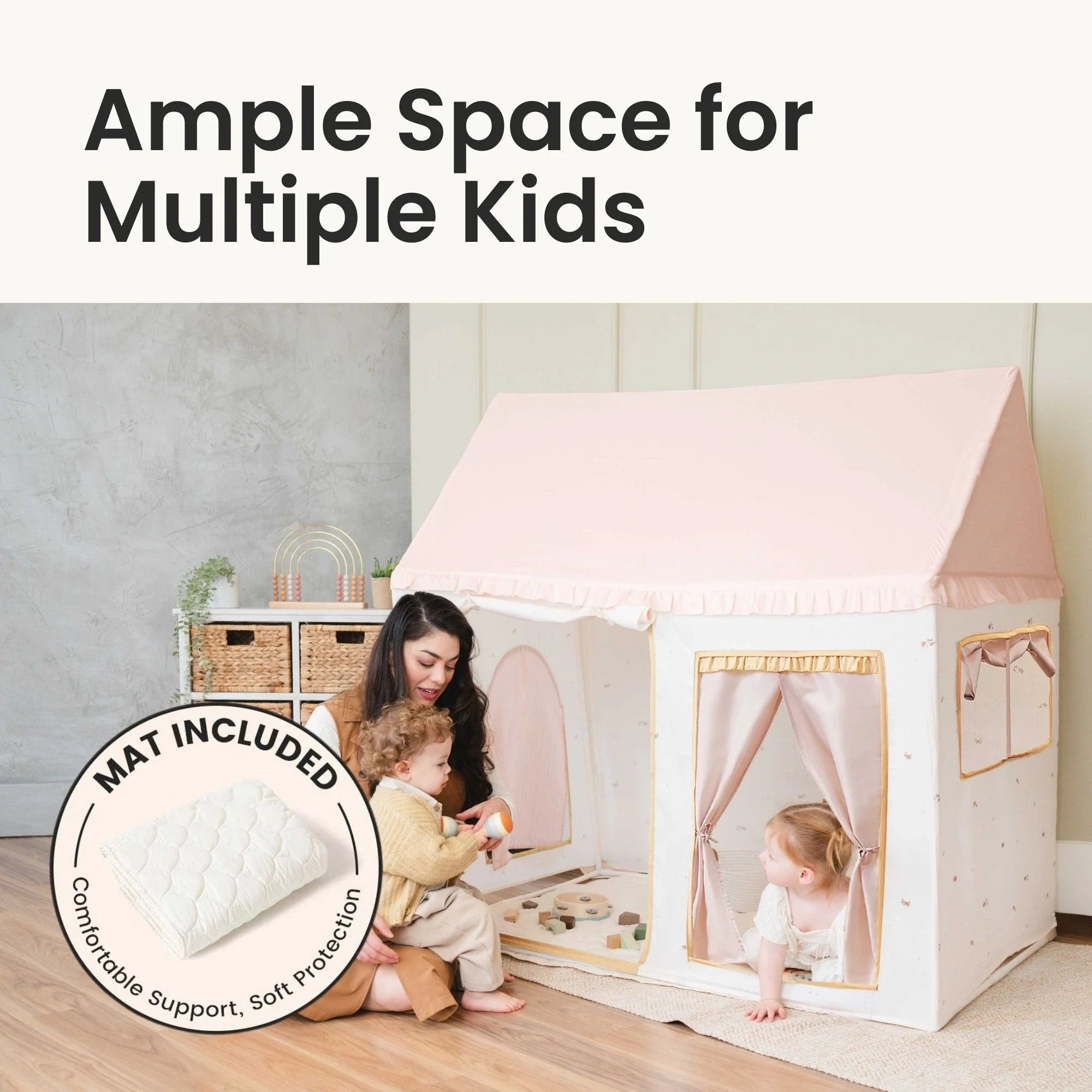 Sweet Citrus Kids Play Tent – White and Pink Indoor Playhouse