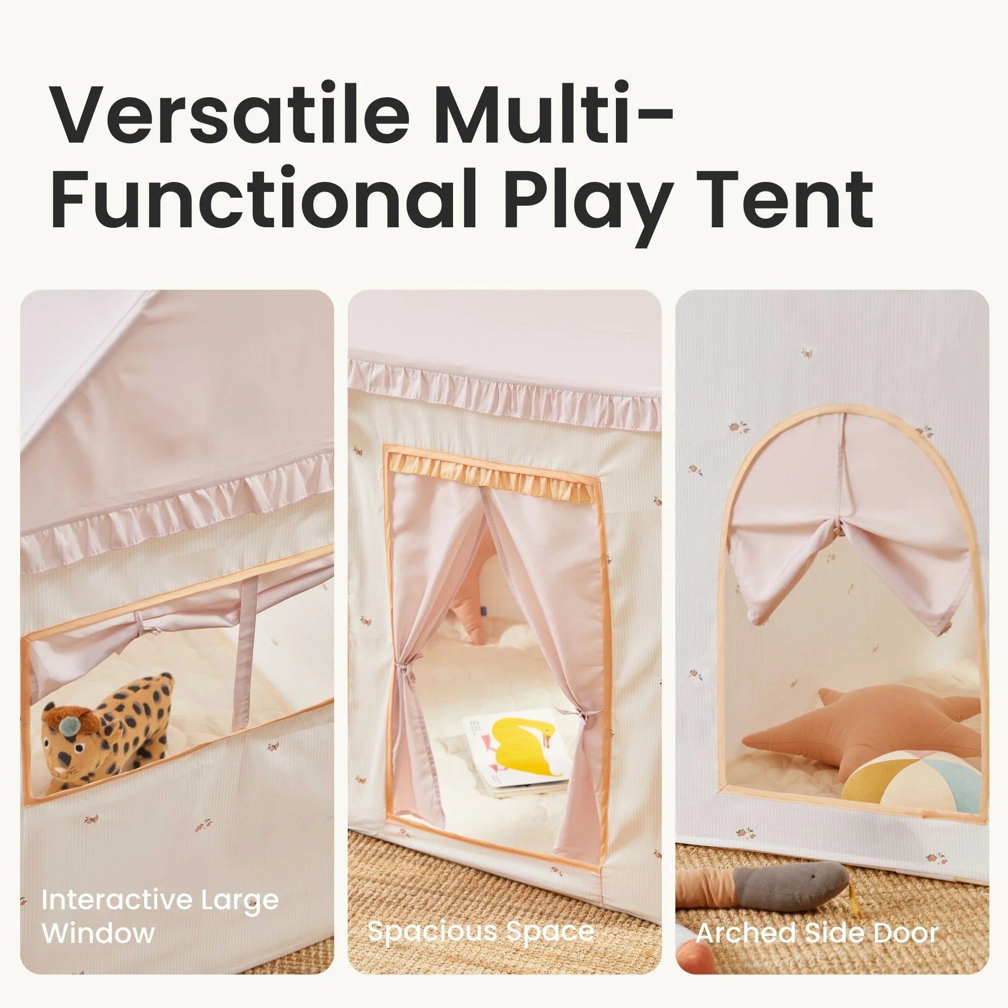 Sweet Citrus Kids Play Tent – White and Pink Indoor Playhouse