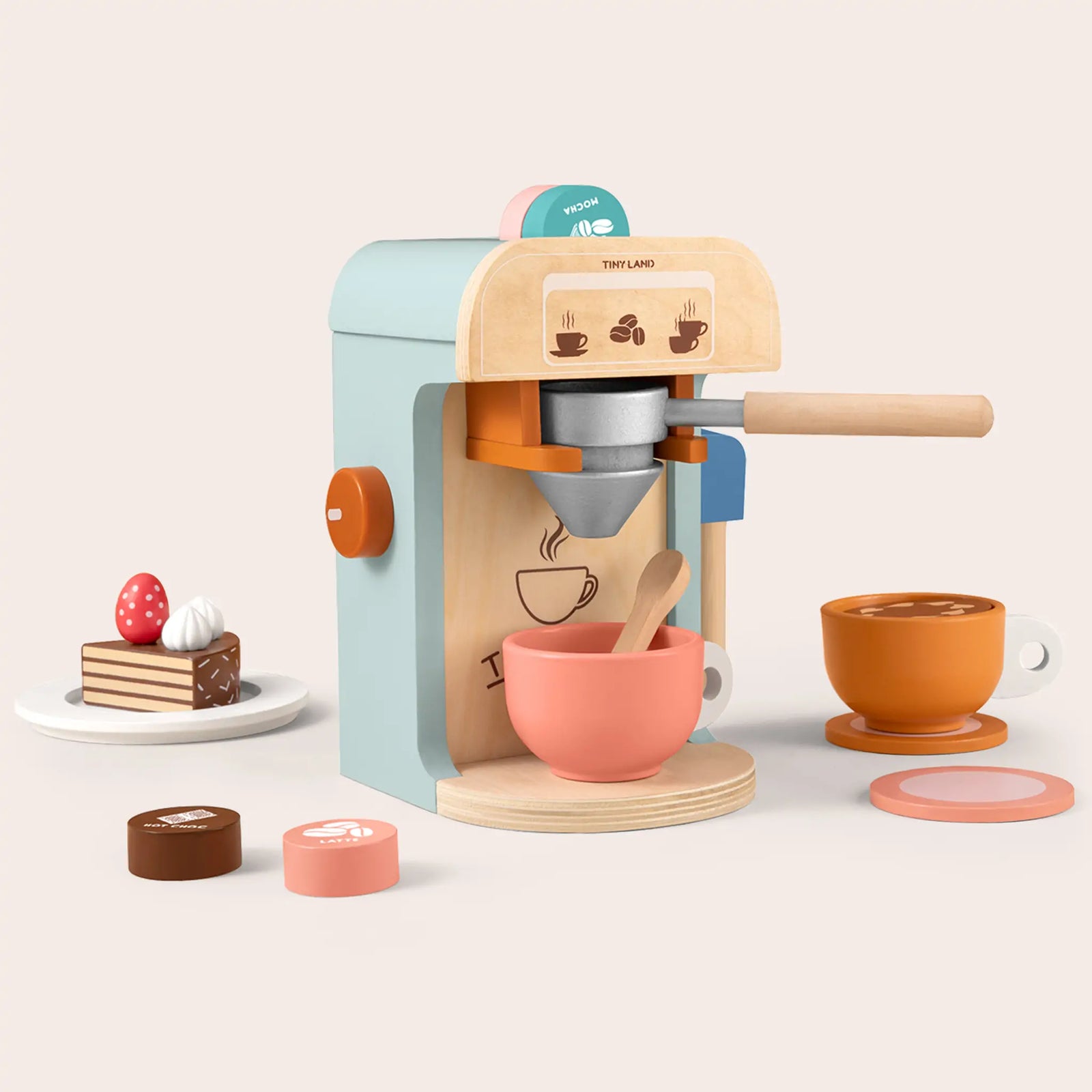 Wooden Kids Play Coffee Maker Barista Set