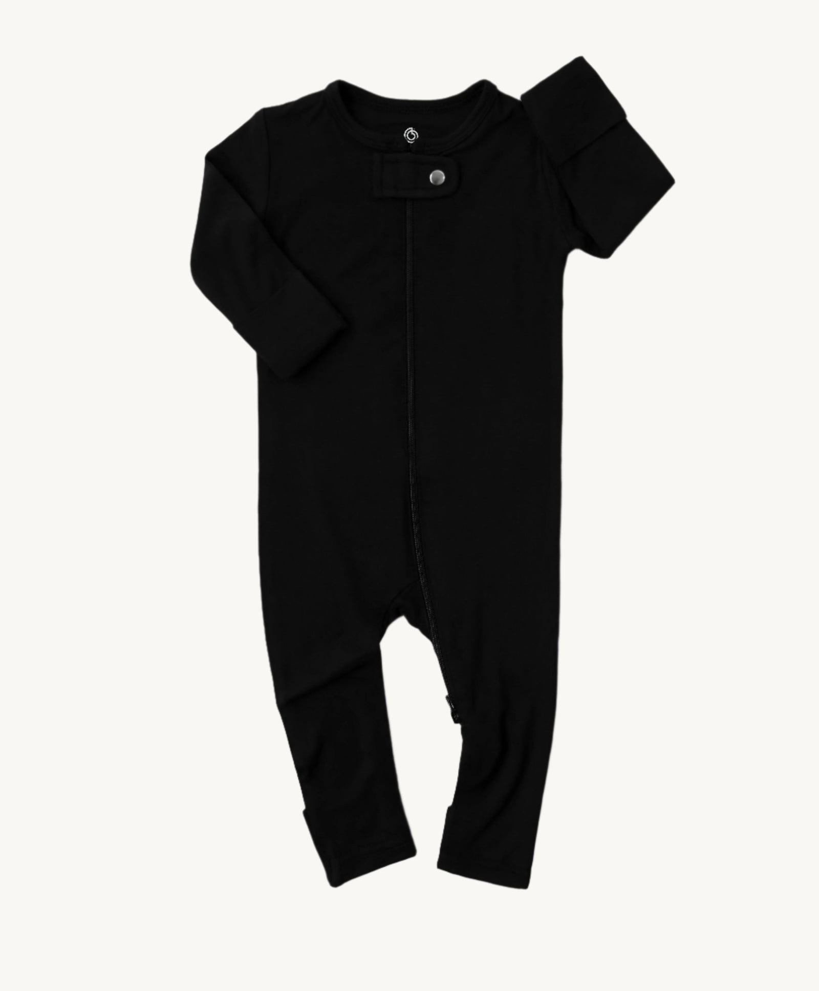 Black baby onesie on a white background