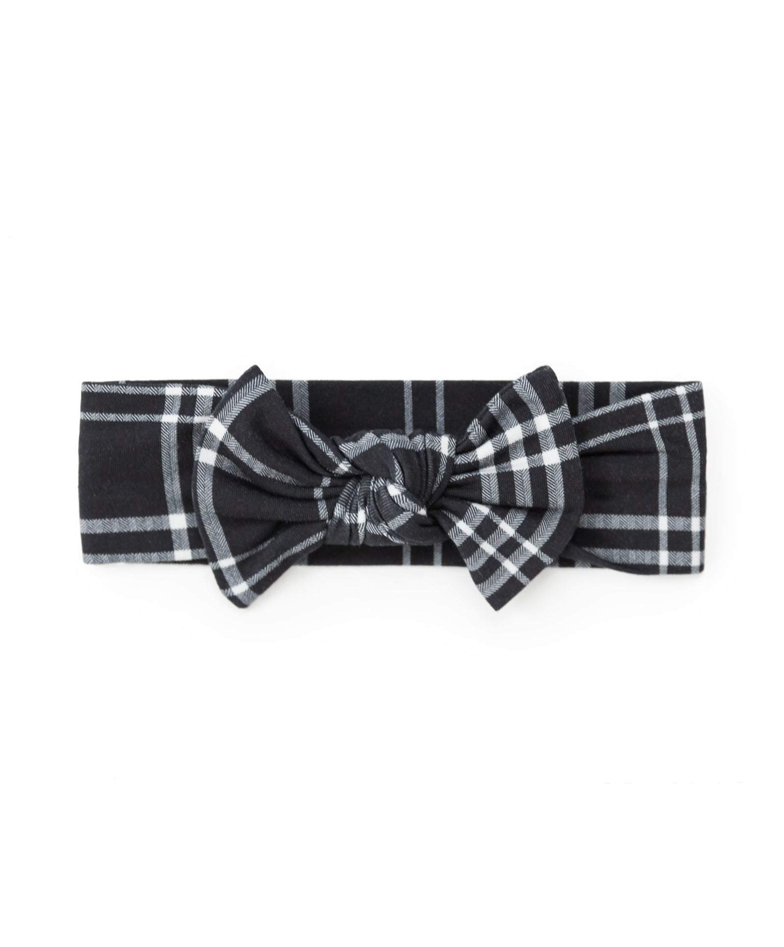 Black Plaid Headband Bow
