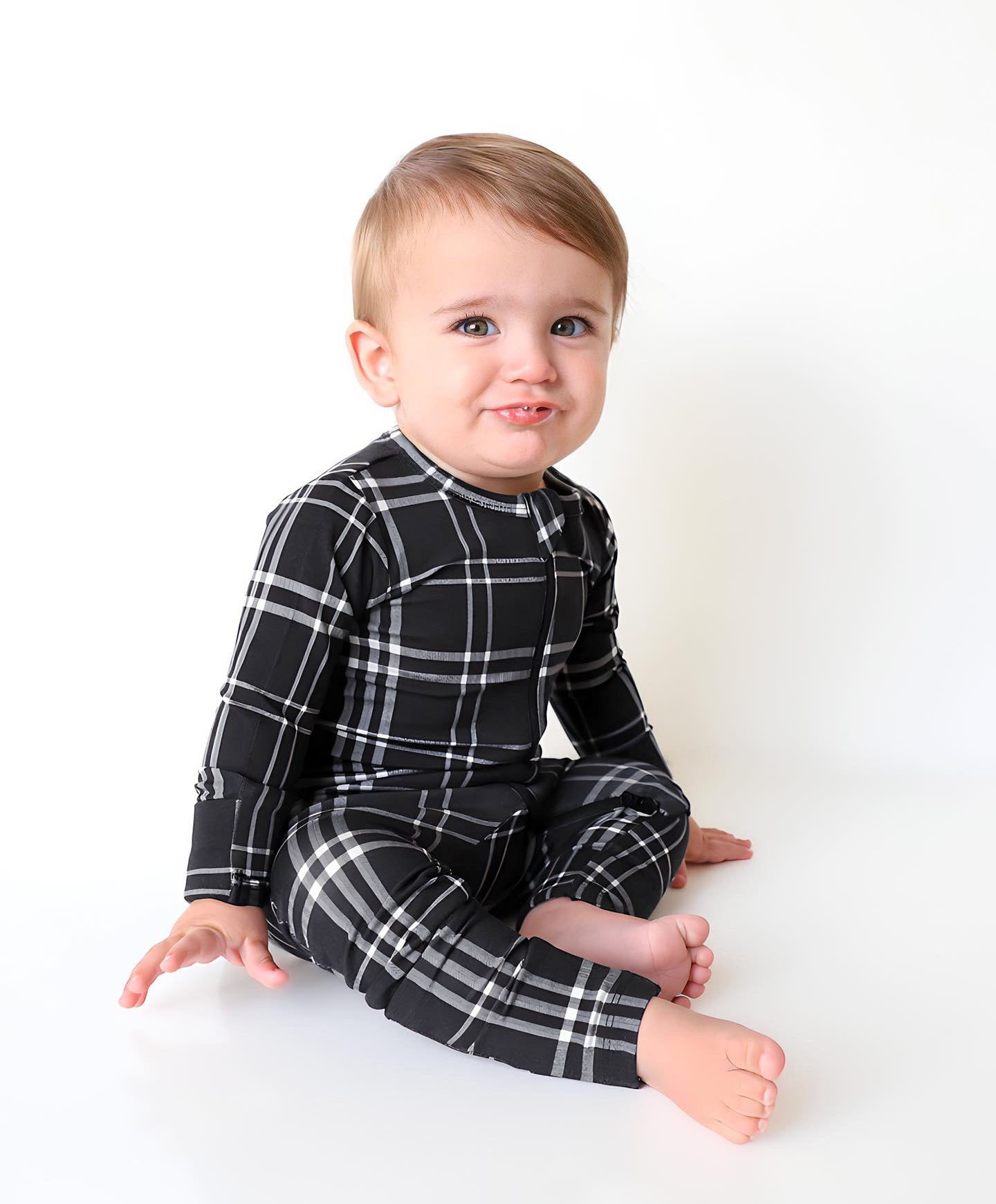 Black Plaid LUXIE® - Ultra Cozy Baby Pajamas