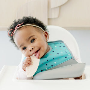 Foodie® Roll Up & Button Closed Bib 2-Pack: Silicone + Fabric