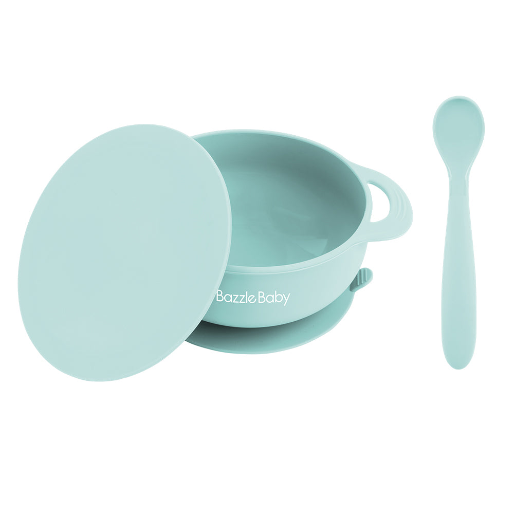 Foodie® Suction Bowls with Lid + Spoon: Assorted Colors