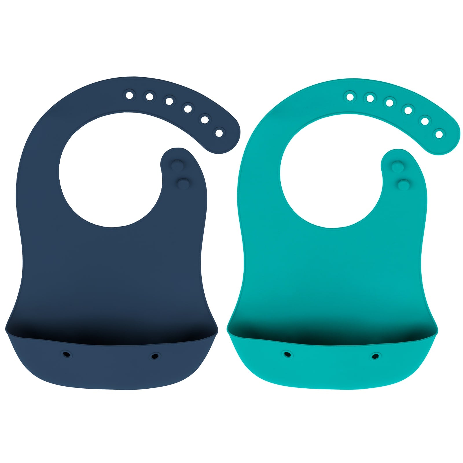 Foodie® Bib, all silicone: Navy & Teal