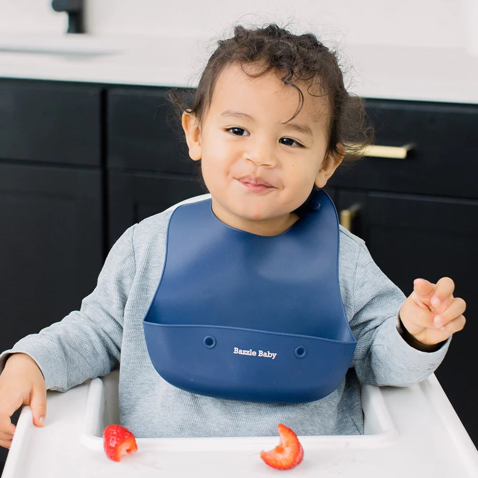 Foodie® Bib, all silicone: Navy & Teal