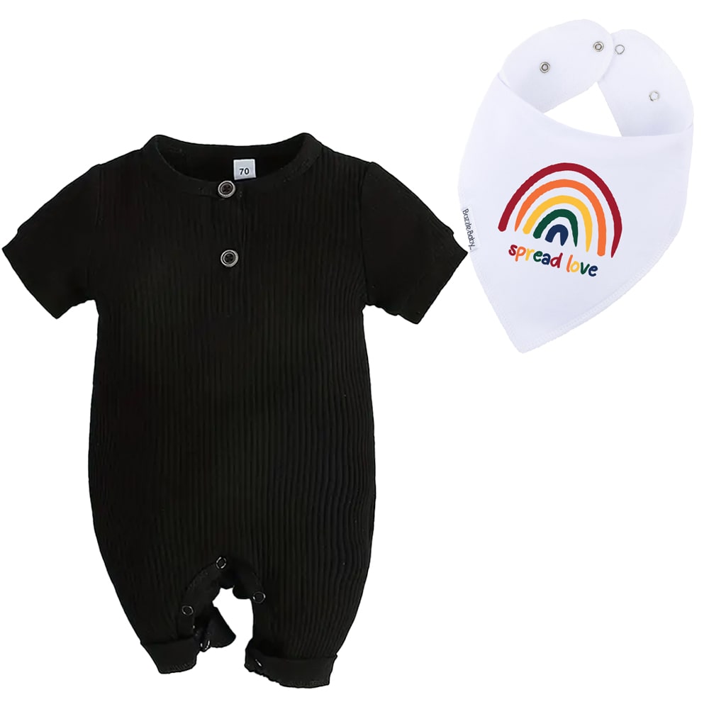 Spread Love - Rainbow Bandana Bib + Romper Set