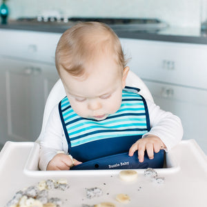 Foodie® Roll Up & Button Closed Bib 2-Pack: Silicone + Fabric