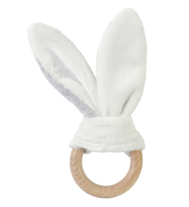 Wooden Bunny Teething Toy- Grey