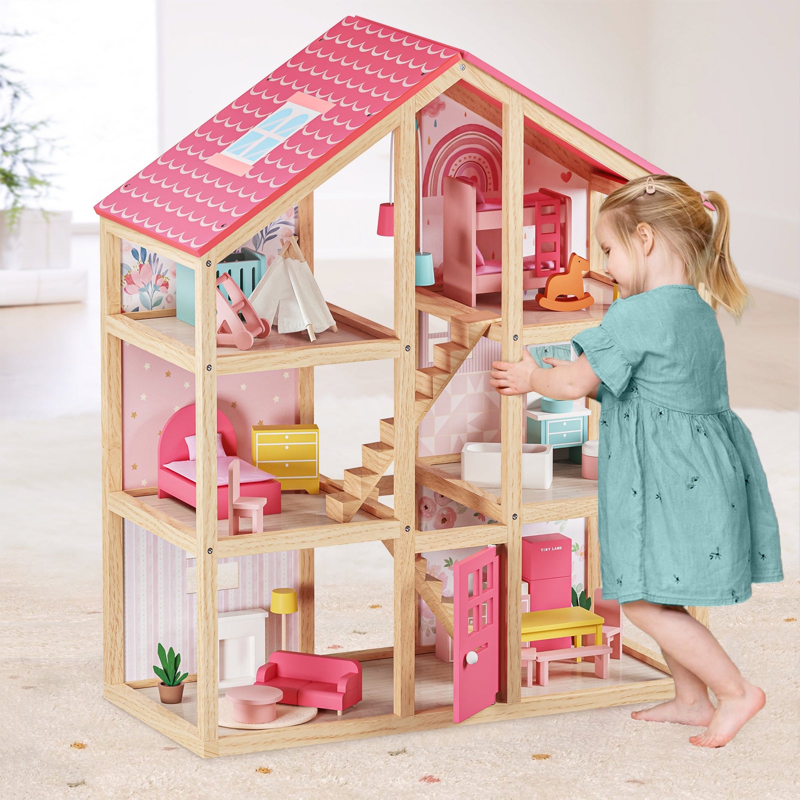 Sweetwood Love Dollhouse with 30 Furniture