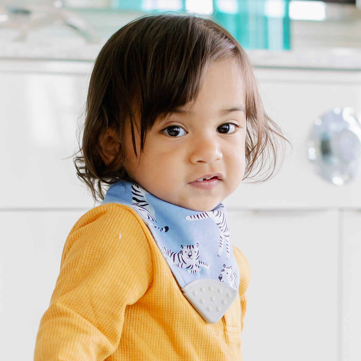 4 - Pack Baby Bandana Drool Bibs with Silicone Teether Attached - Cotton and Fleece 