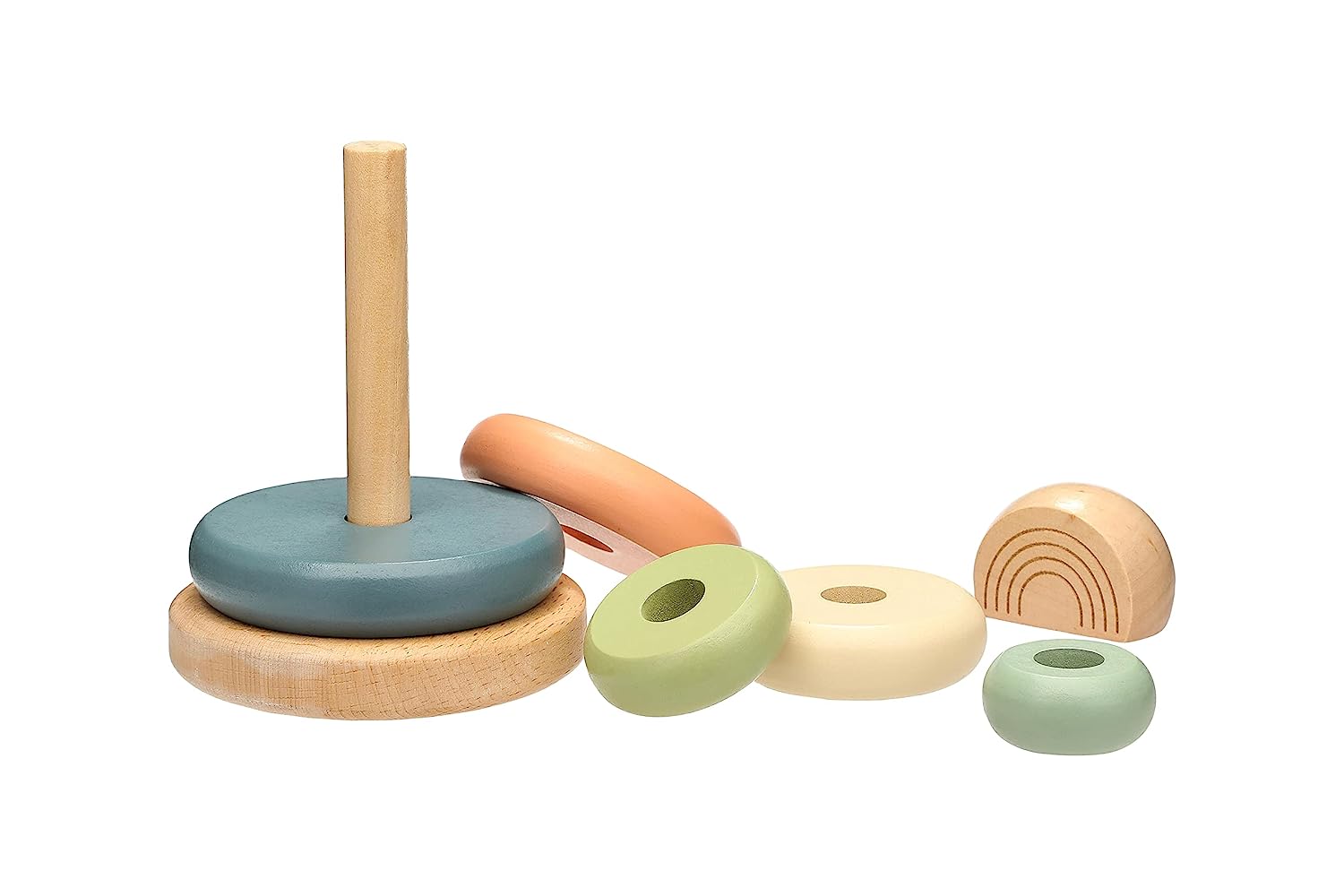 Wooden Stacking Learning Toy in Rainbow