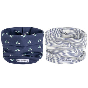 Navy and stripes baby infinity style scarf drool bib. 