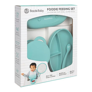 Silicone Feeding Set with Bib, Bowl, Plate and Spoon in Mint.
