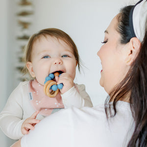 Silicone and Wood Beaded Teething Ring