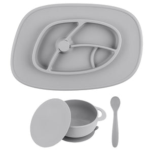 Foodie® Feeding Mat + Bowl Set: Cool Cement