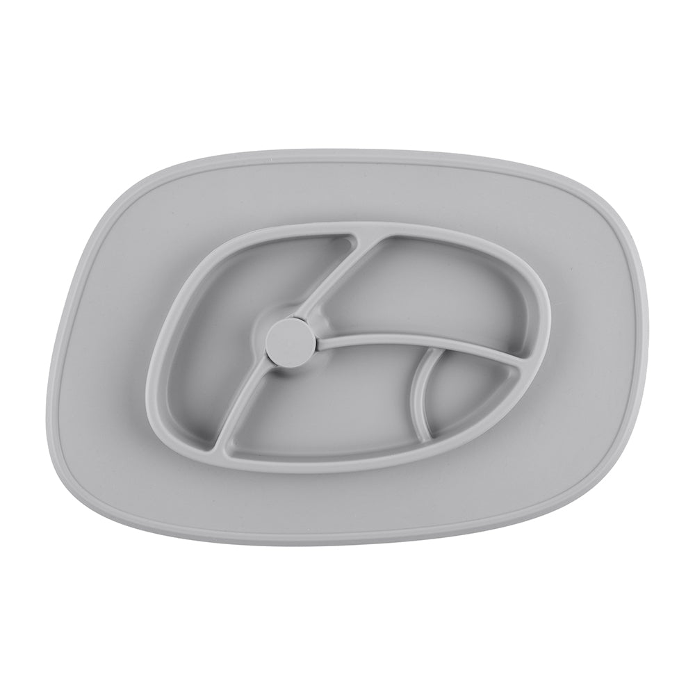 Bazzle Baby Anchor Silicone Mat in cement grey. Suctions to flat surfaces to not fall or slip.