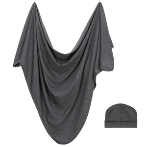 Forever Swaddle + Hat Set: Charcoal