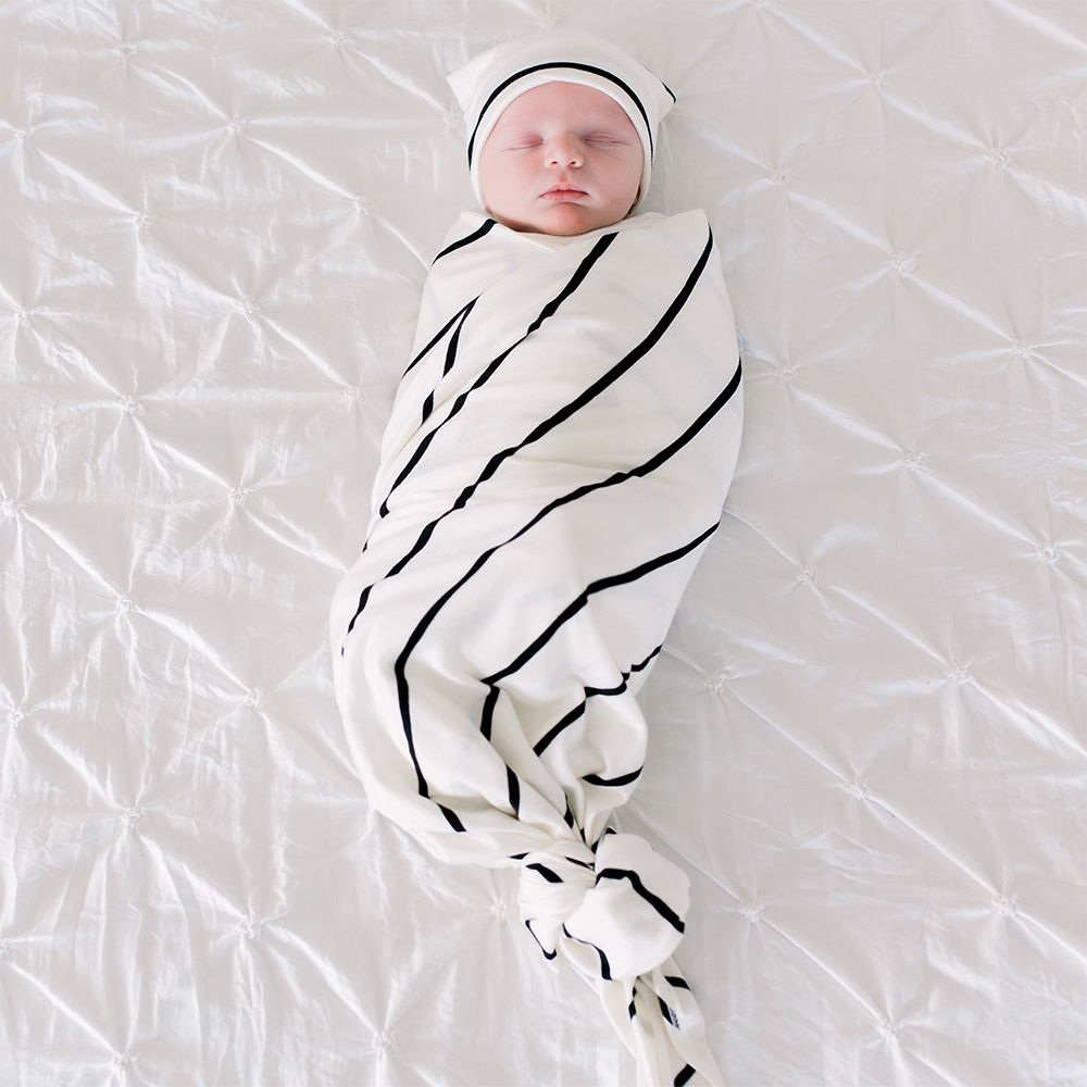 Forever Swaddle + Hat Set 2-Pack: Classic Stripe + Olive Tie-Dye