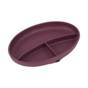 Bazzle Baby Anchor Silicone Plate in cranberry. Suctions to flat surfaces to not fall or slip.