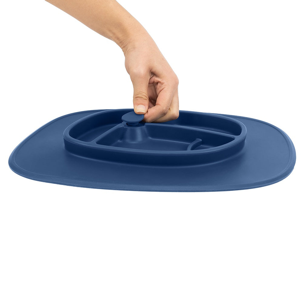 Bazzle Baby Anchor Silicone Mat in navy. Suctions to flat surfaces to not fall or slip.