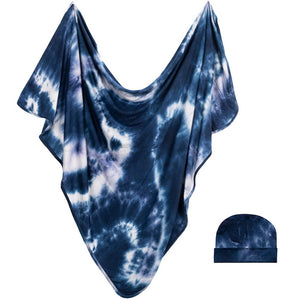 Forever Swaddle + Hat Set: Navy Tie-Dye