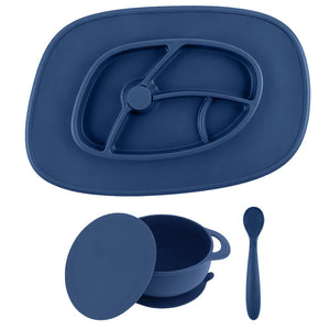 Foodie® Feeding Mat + Bowl Set: Neat in Navy