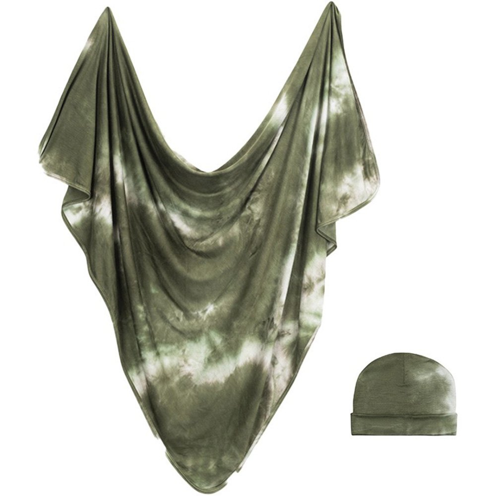 Swaddle and Hat Set - Olive Tie-Dye - Bazzle Baby