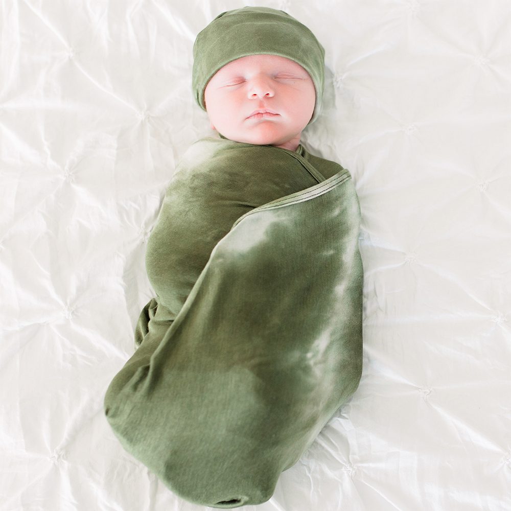 Forever Swaddle + Hat Set 2-Pack: Classic Stripe + Olive Tie-Dye